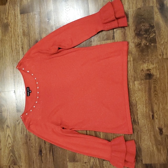 Womens Black Rivet red sparkly round neck sweater size M - Picture 1 of 5